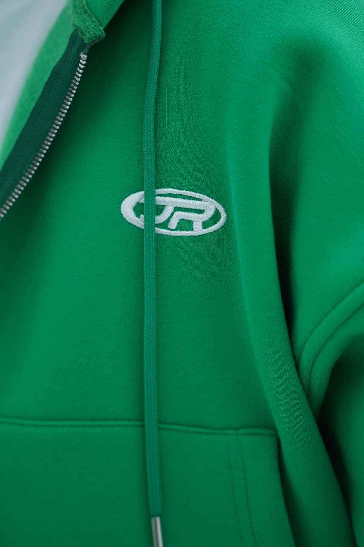 Jr Logo Boxy Kalıp Benetton Yeşil Oversize Zipper Sweatshirt