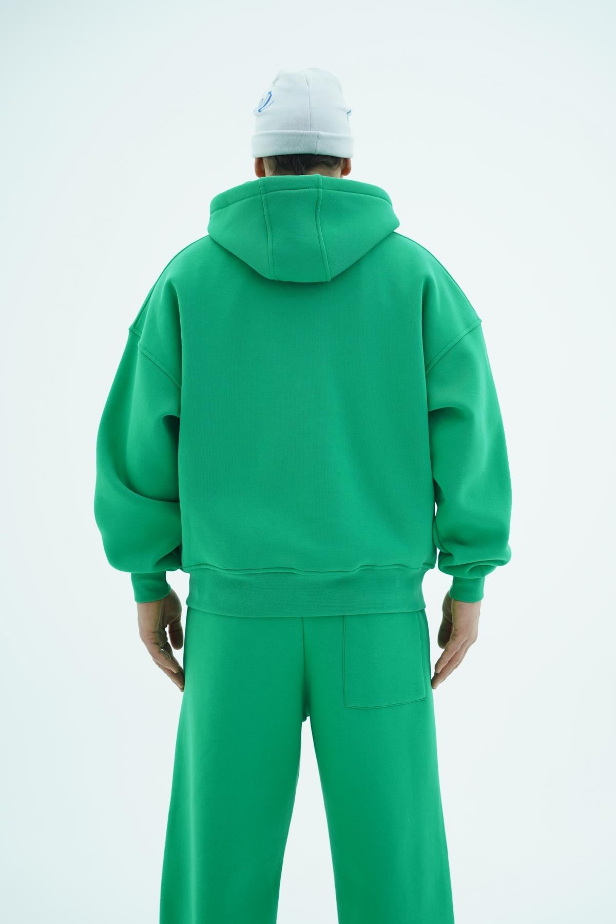 Jr Logo Boxy Kalıp Benetton Yeşil Oversize Zipper Sweatshirt