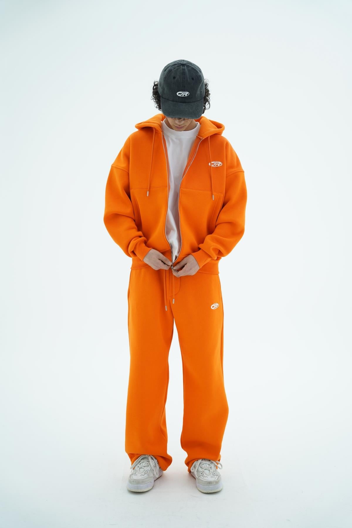 Jr Logo Boxy Kalıp Oranj Oversize Zipper Sweatshirt