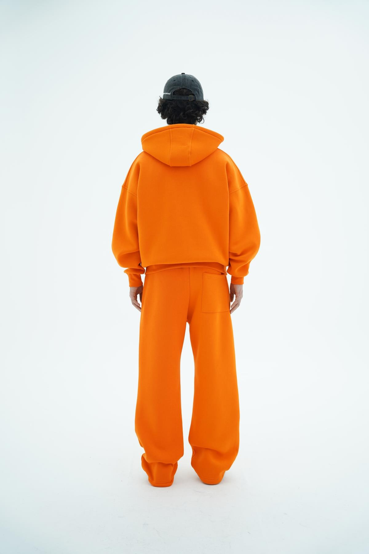 Jr Logo Boxy Kalıp Oranj Oversize Zipper Sweatshirt