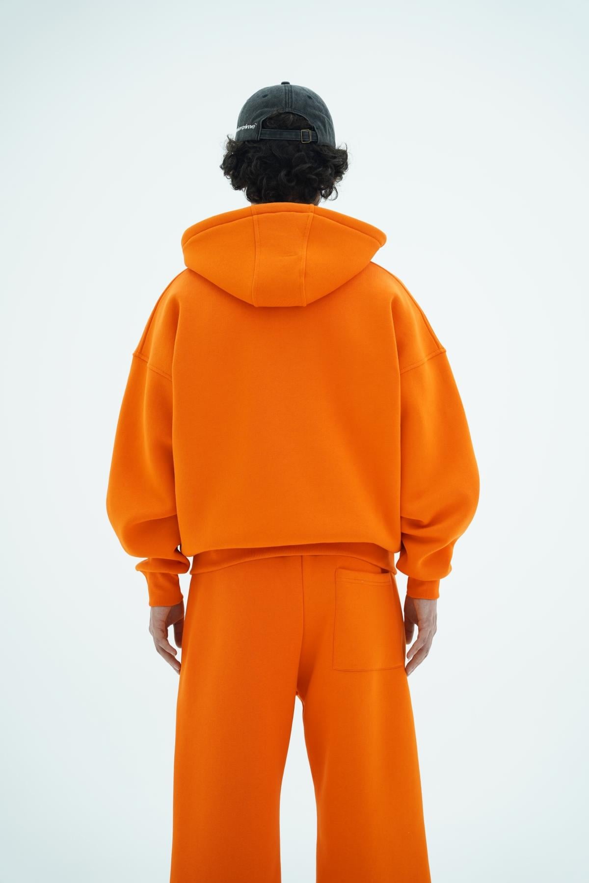 Jr Logo Boxy Kalıp Oranj Oversize Zipper Sweatshirt