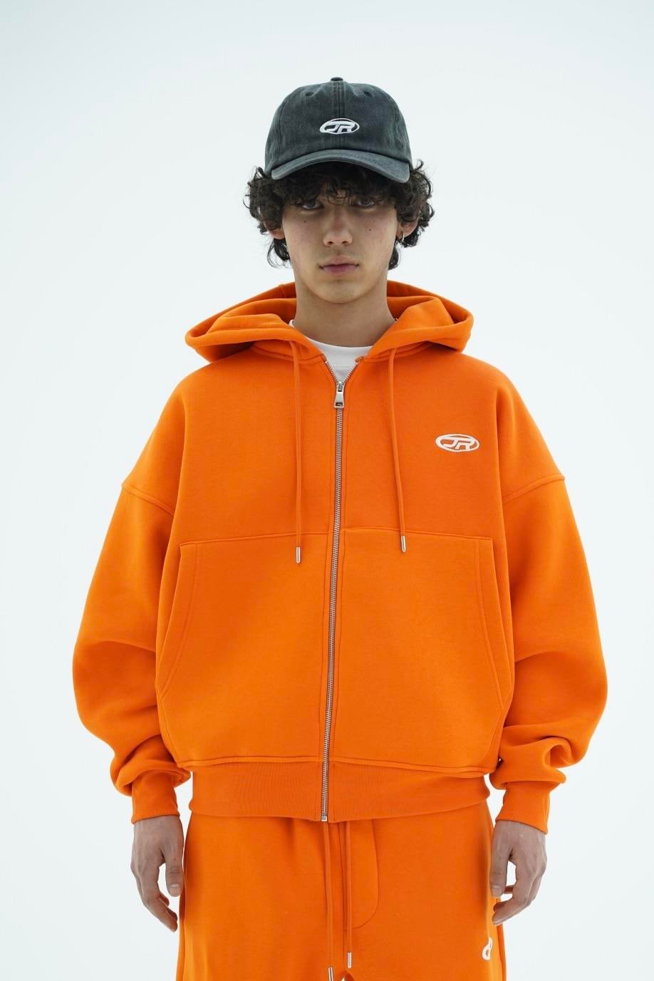 Jr Logo Boxy Kalıp Oranj Oversize Zipper Sweatshirt