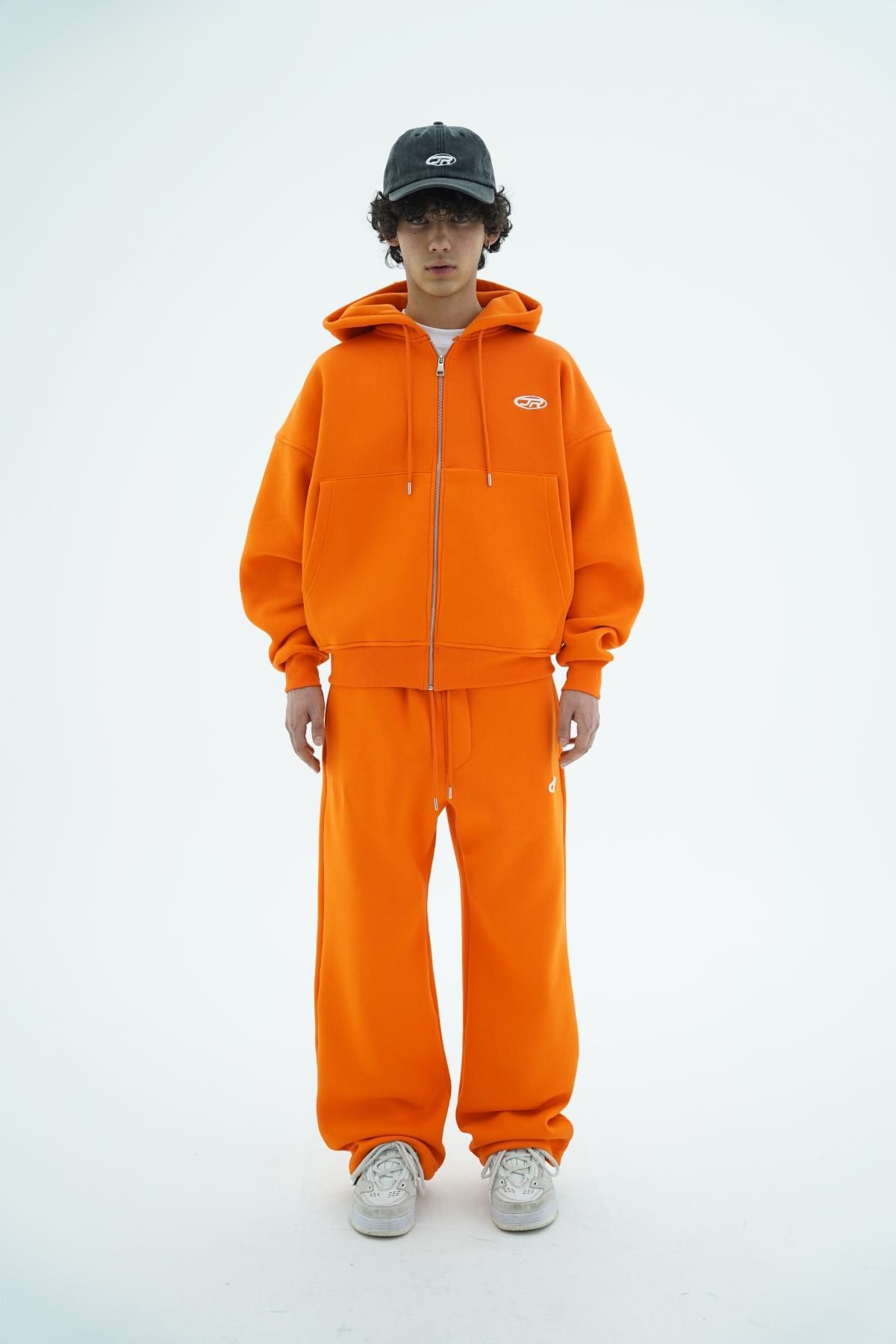 Jr Logo Boxy Kalıp Oranj Oversize Zipper Sweatshirt