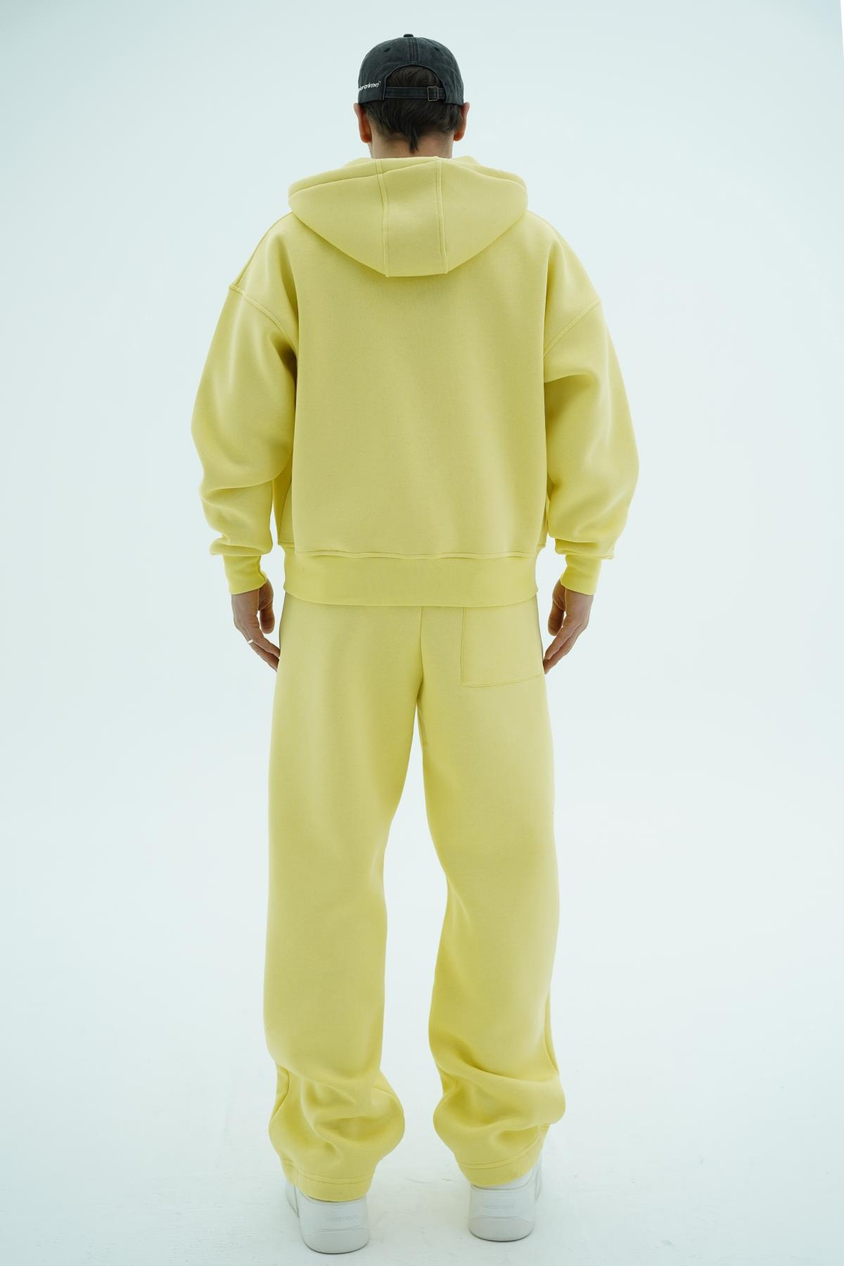 Jr Logo Boxy Kalıp Sarı Oversize Zipper Sweatshirt