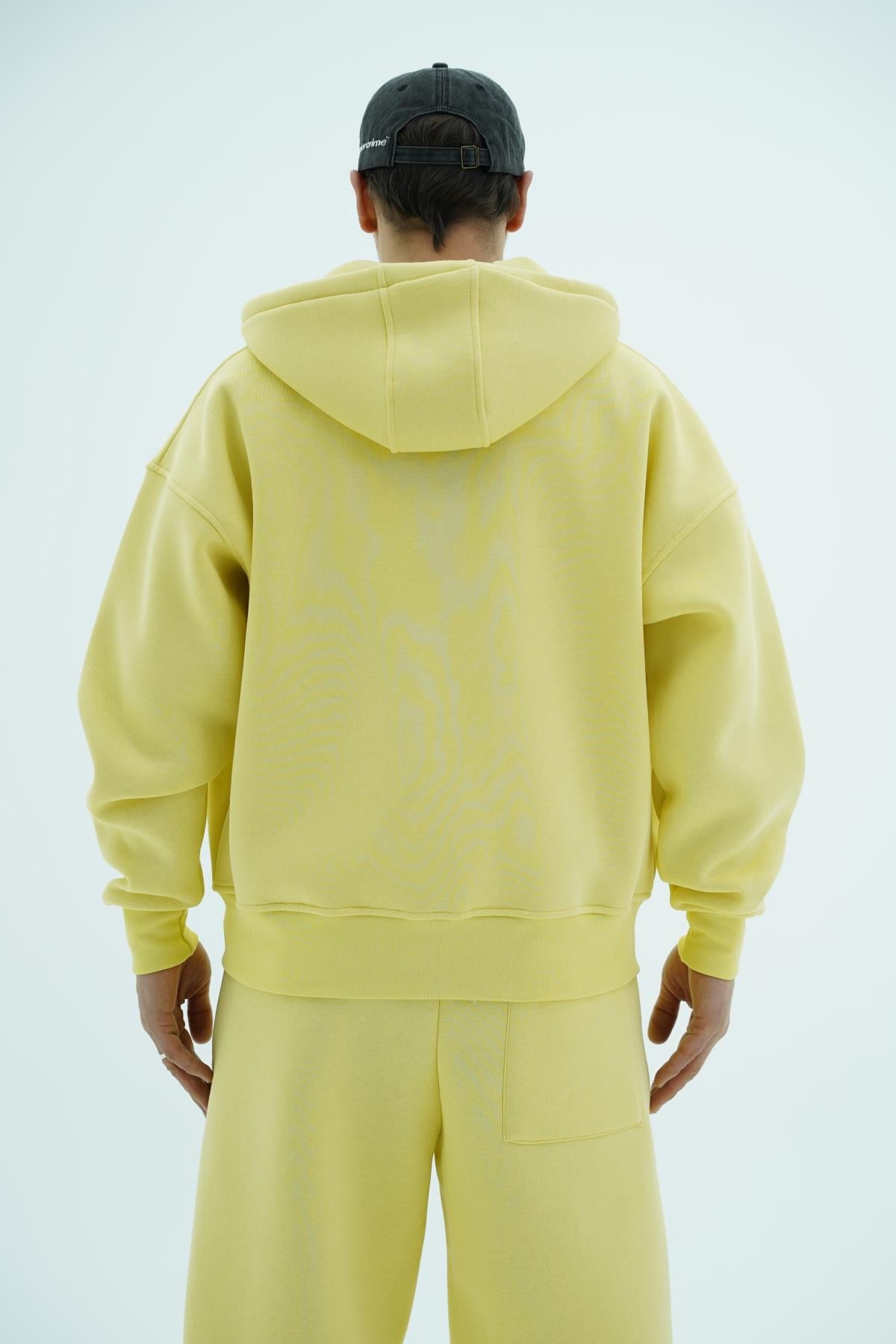 Jr Logo Boxy Kalıp Sarı Oversize Zipper Sweatshirt