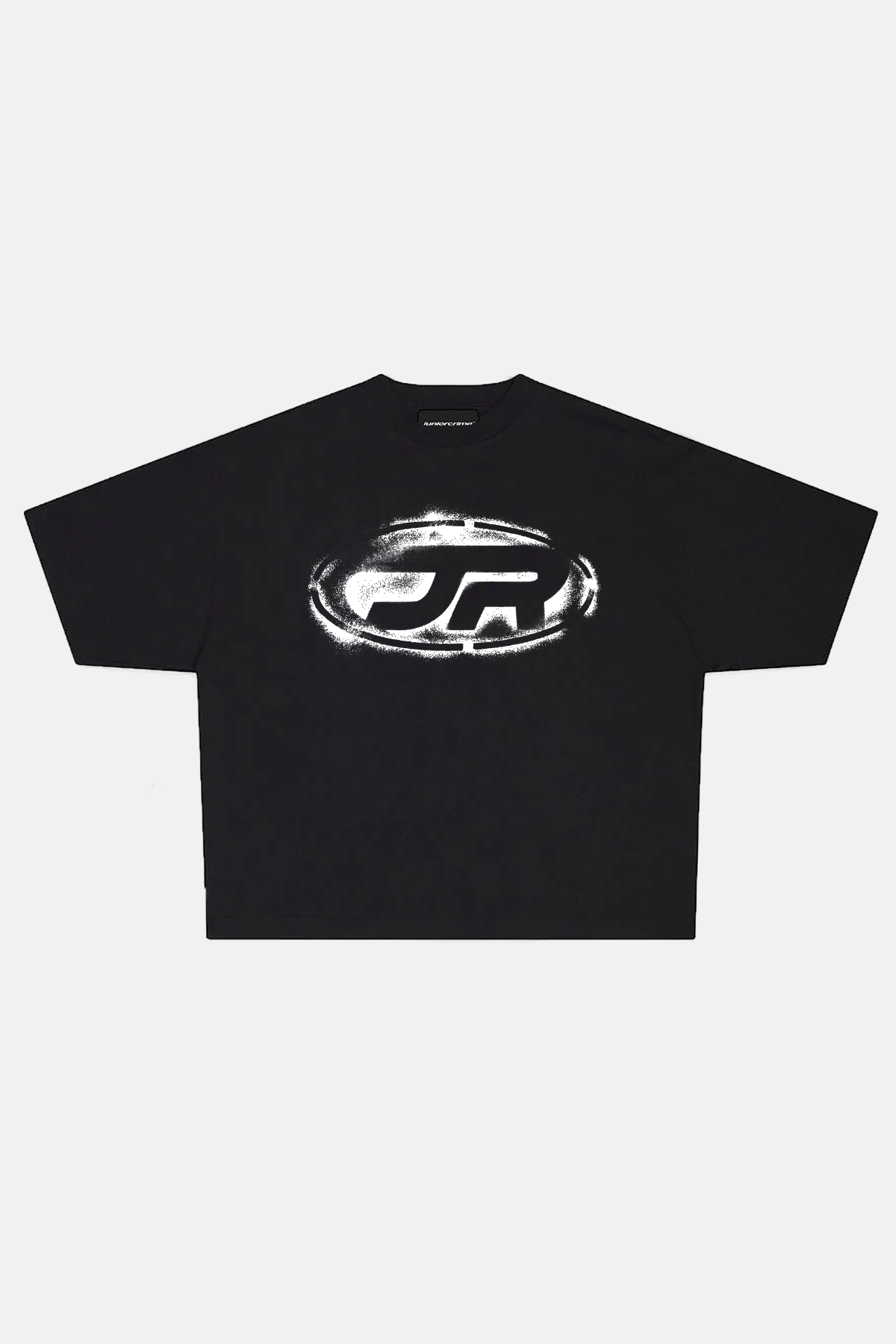 JR Logo Effect Baskılı Siyah Boxy Fit Tshirt