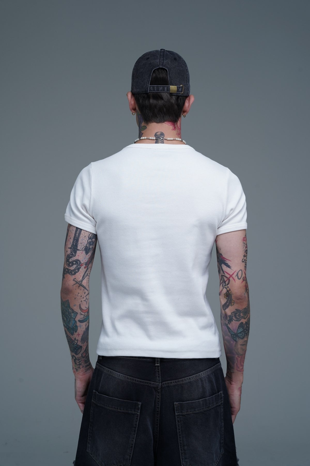 JR Logo Fitilli Kumaş Beyaz Slim fit Tshirt