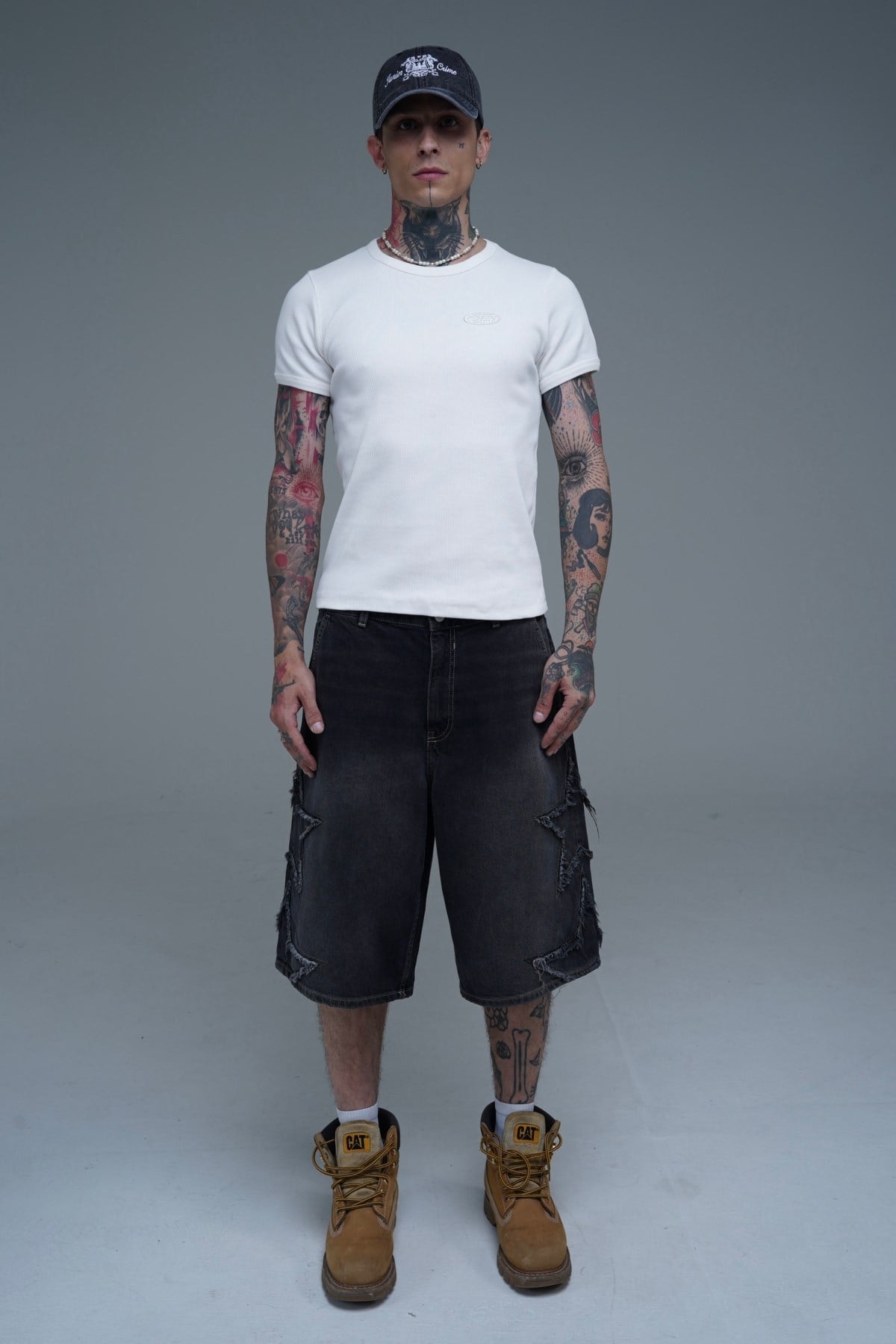JR Logo Fitilli Kumaş Beyaz Slim fit Tshirt