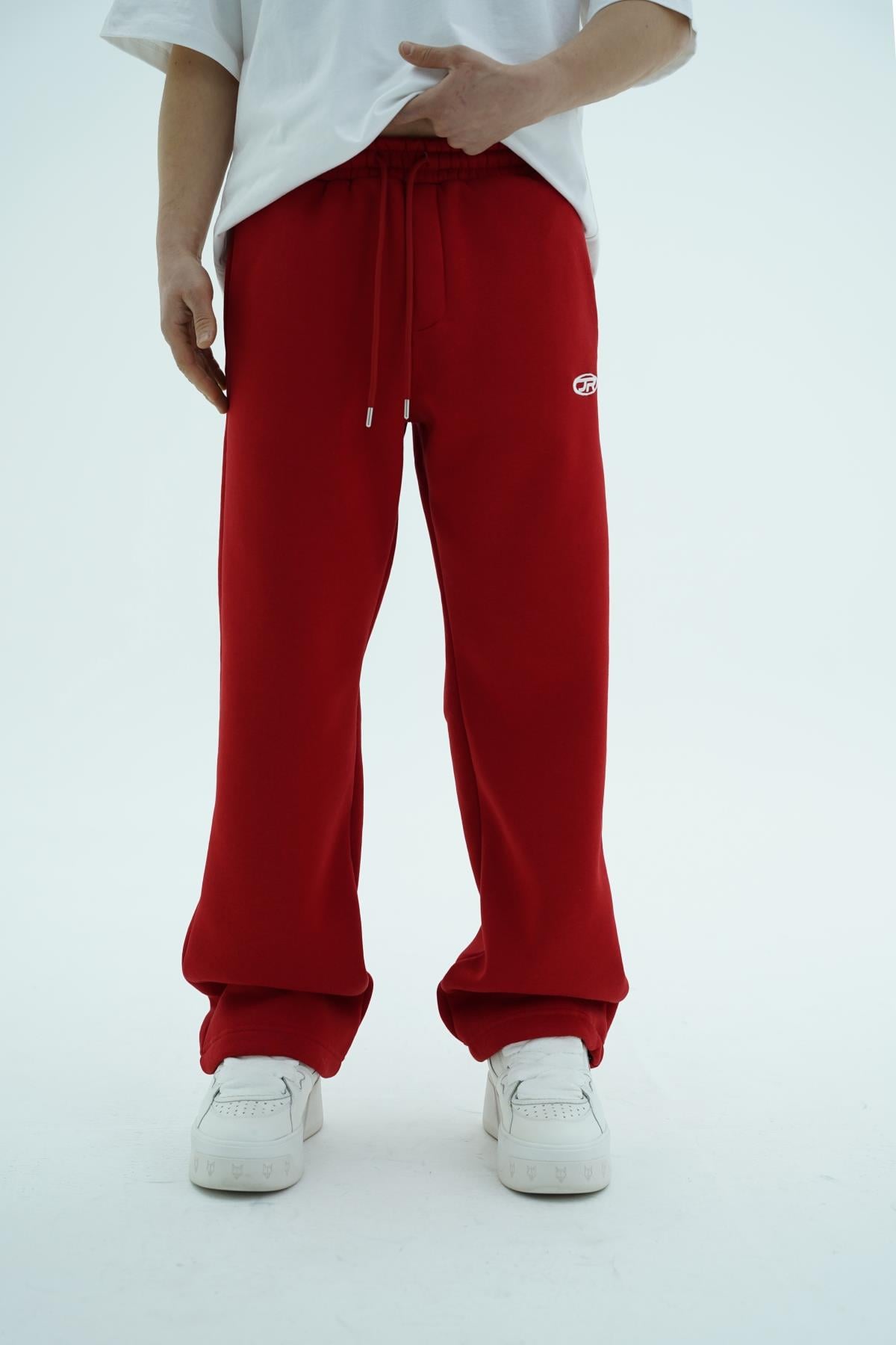 JR Logo Kırmızı Baggy Eşofman Altı