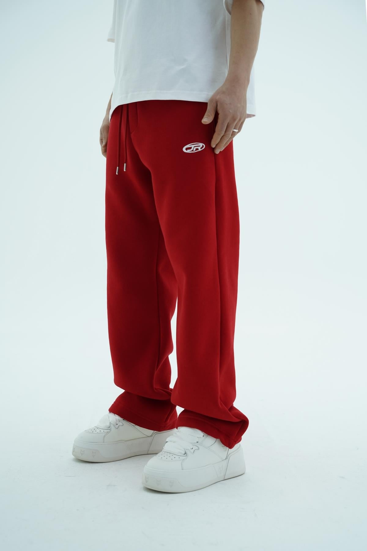 JR Logo Kırmızı Baggy Eşofman Altı