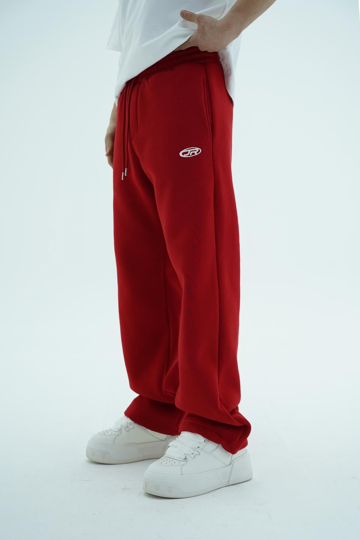 JR Logo Kırmızı Baggy Eşofman Altı