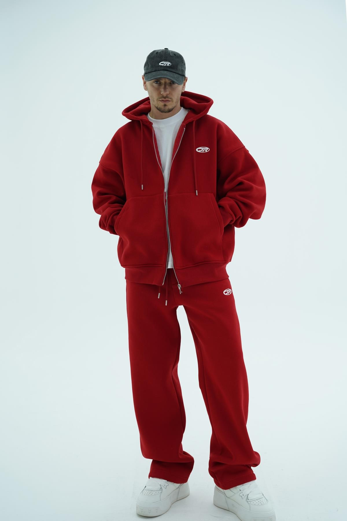 JR Logo Kırmızı Baggy Eşofman Altı
