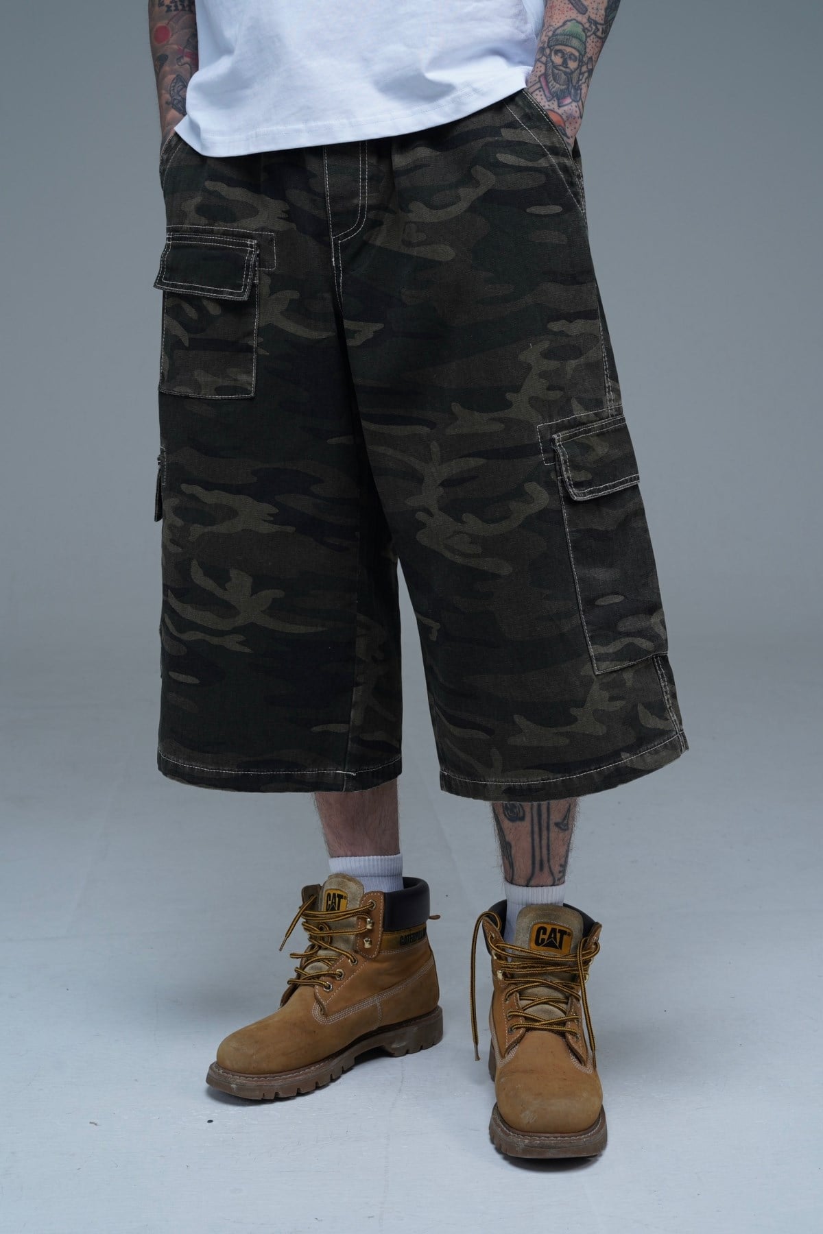 JR Logo Nakışlı Camo Desenli Baggy Şort