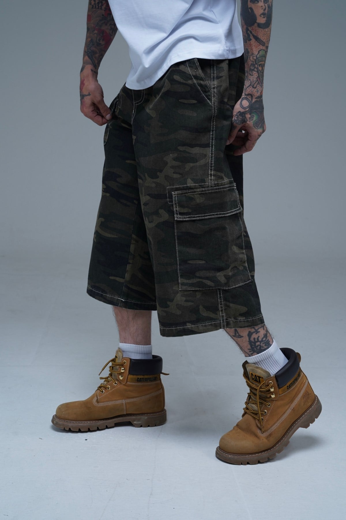 JR Logo Nakışlı Camo Desenli Baggy Şort