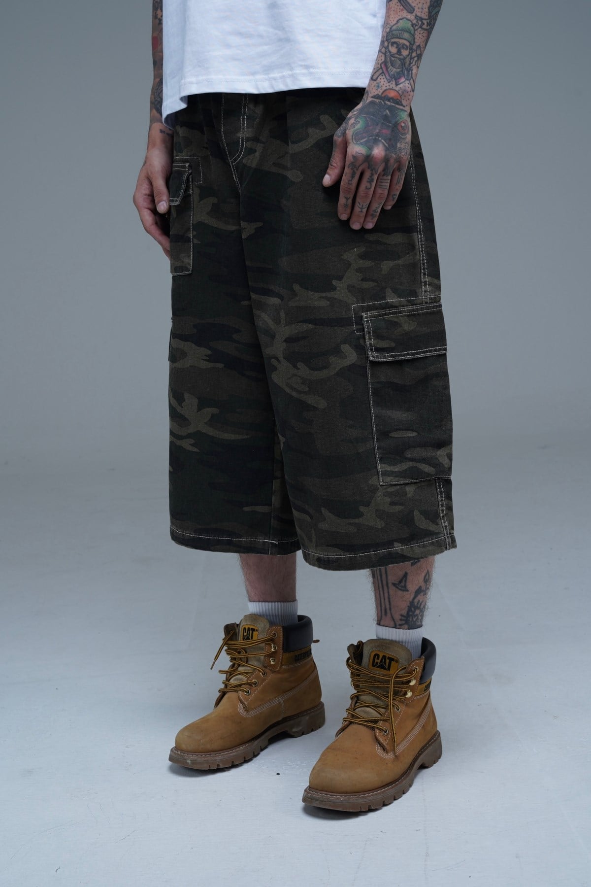 JR Logo Nakışlı Camo Desenli Baggy Şort