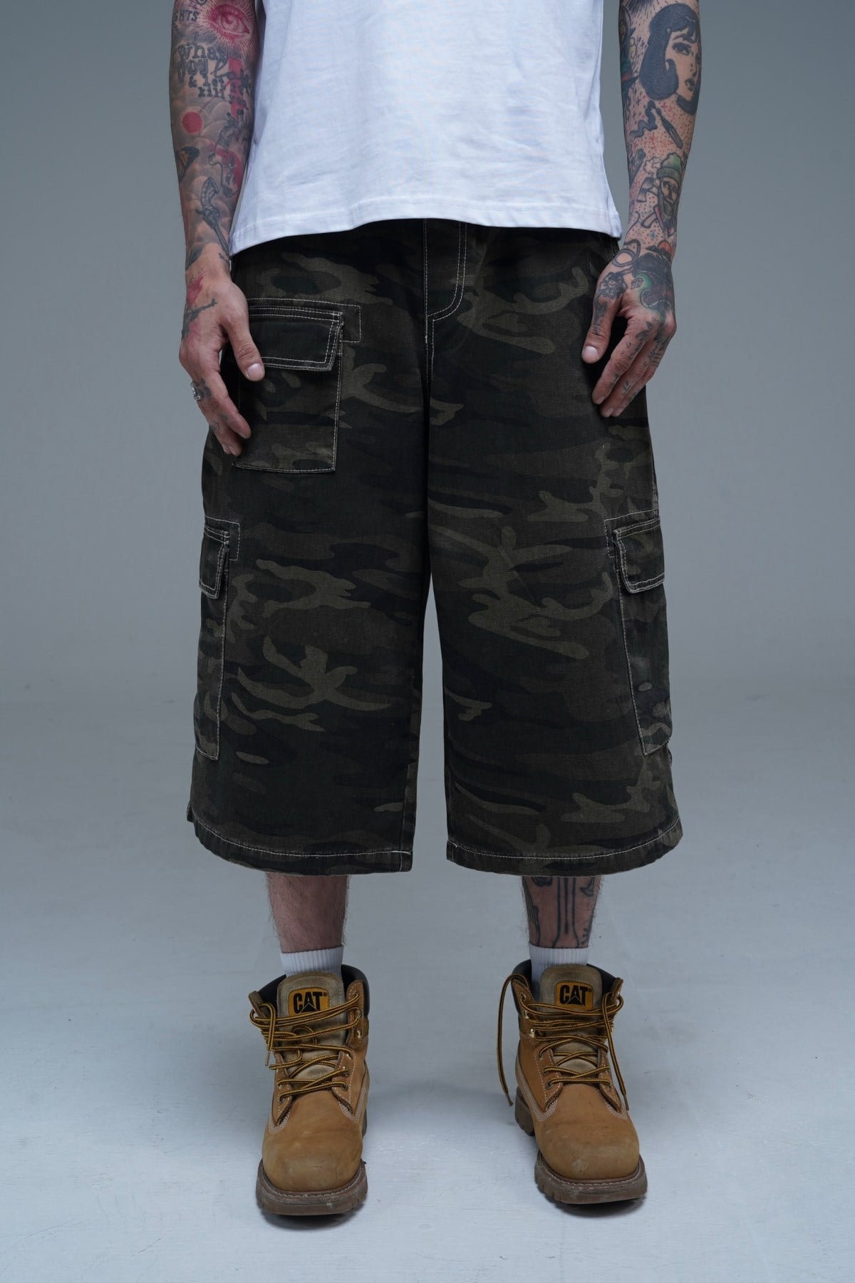 JR Logo Nakışlı Camo Desenli Baggy Şort
