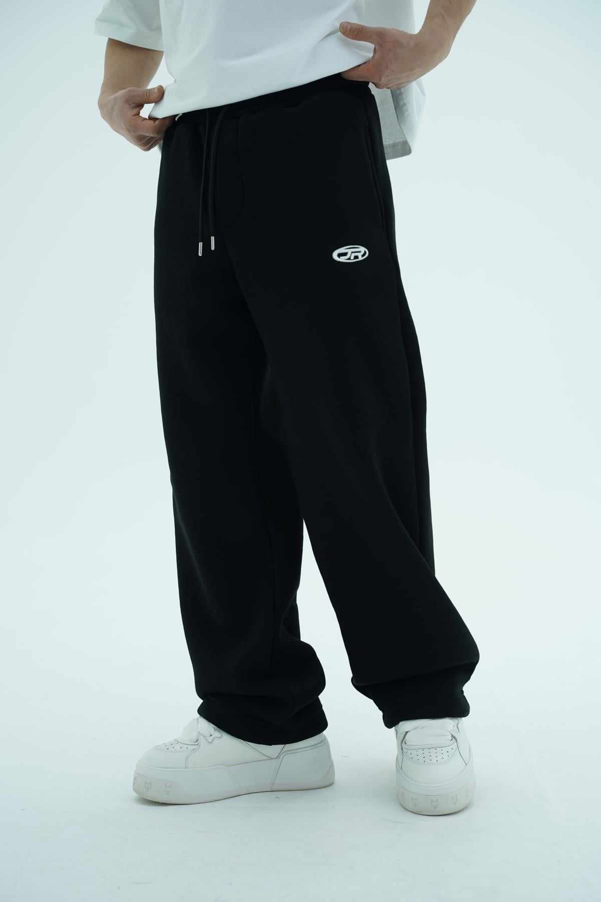 JR Logo Siyah Baggy Eşofman Altı