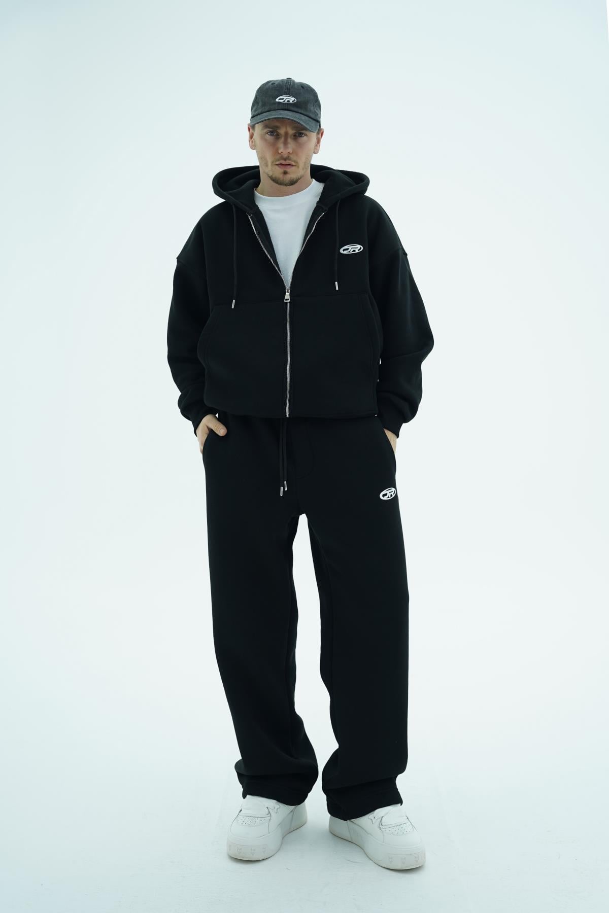 JR Logo Siyah Baggy Eşofman Altı