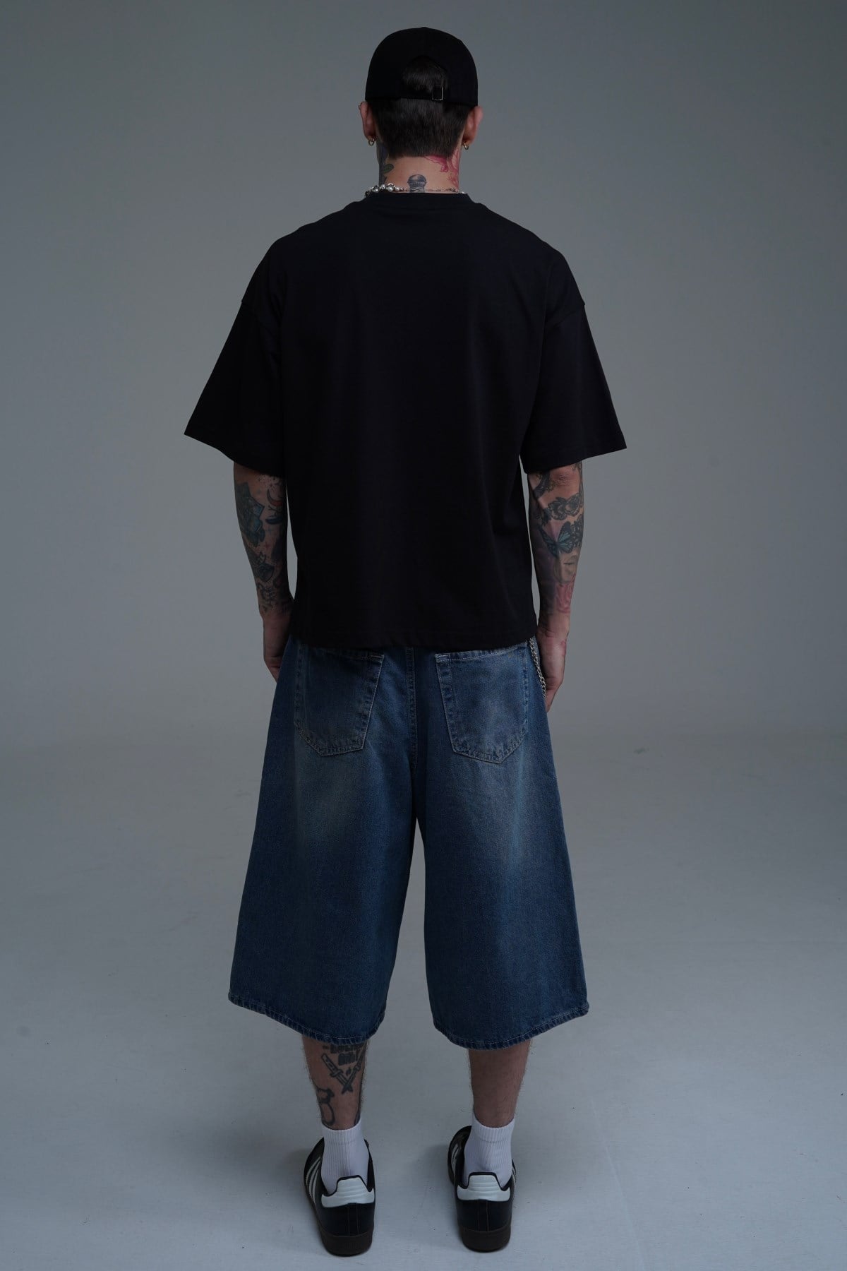 JR Logo Siyah Boxy Fit Oversize Tshirt