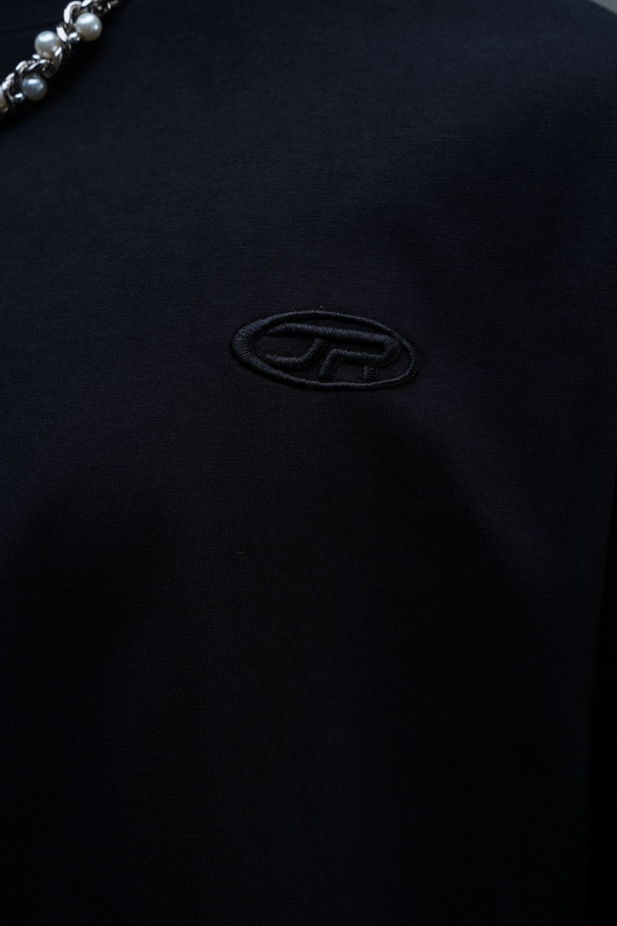 JR Logo Siyah Boxy Fit Oversize Tshirt