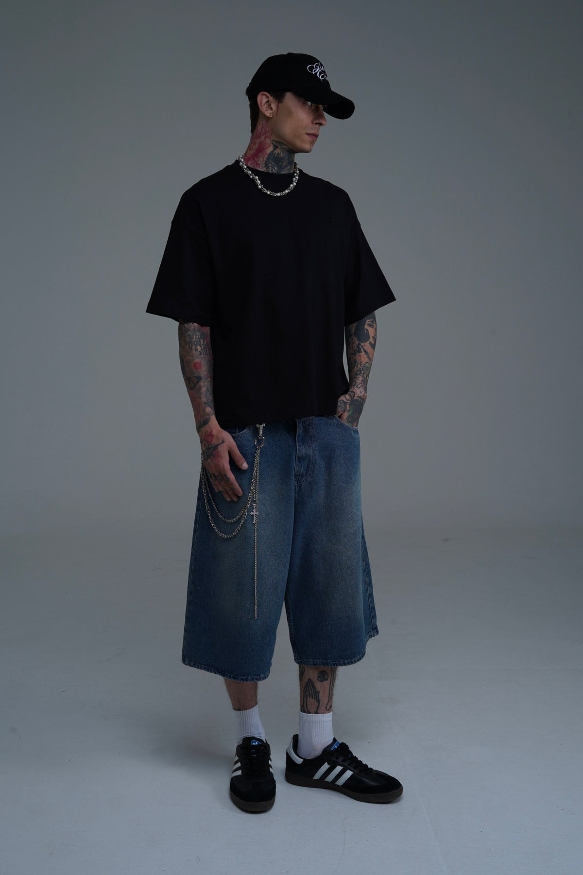 JR Logo Siyah Boxy Fit Oversize Tshirt