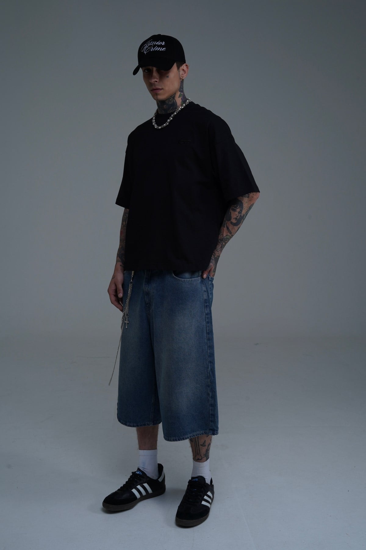 JR Logo Siyah Boxy Fit Oversize Tshirt