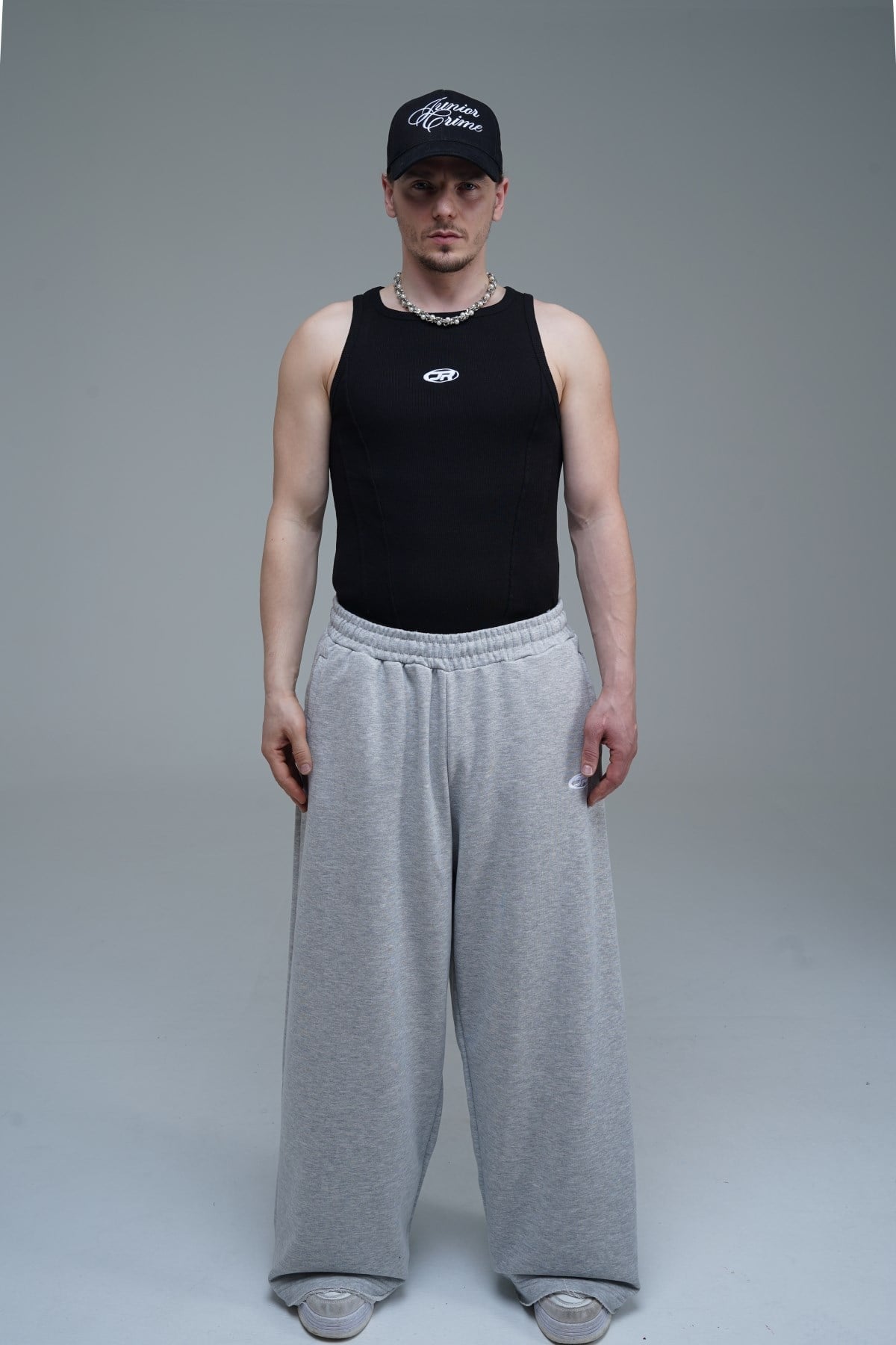 JR Nakışlı Gri Baggy Eşofman