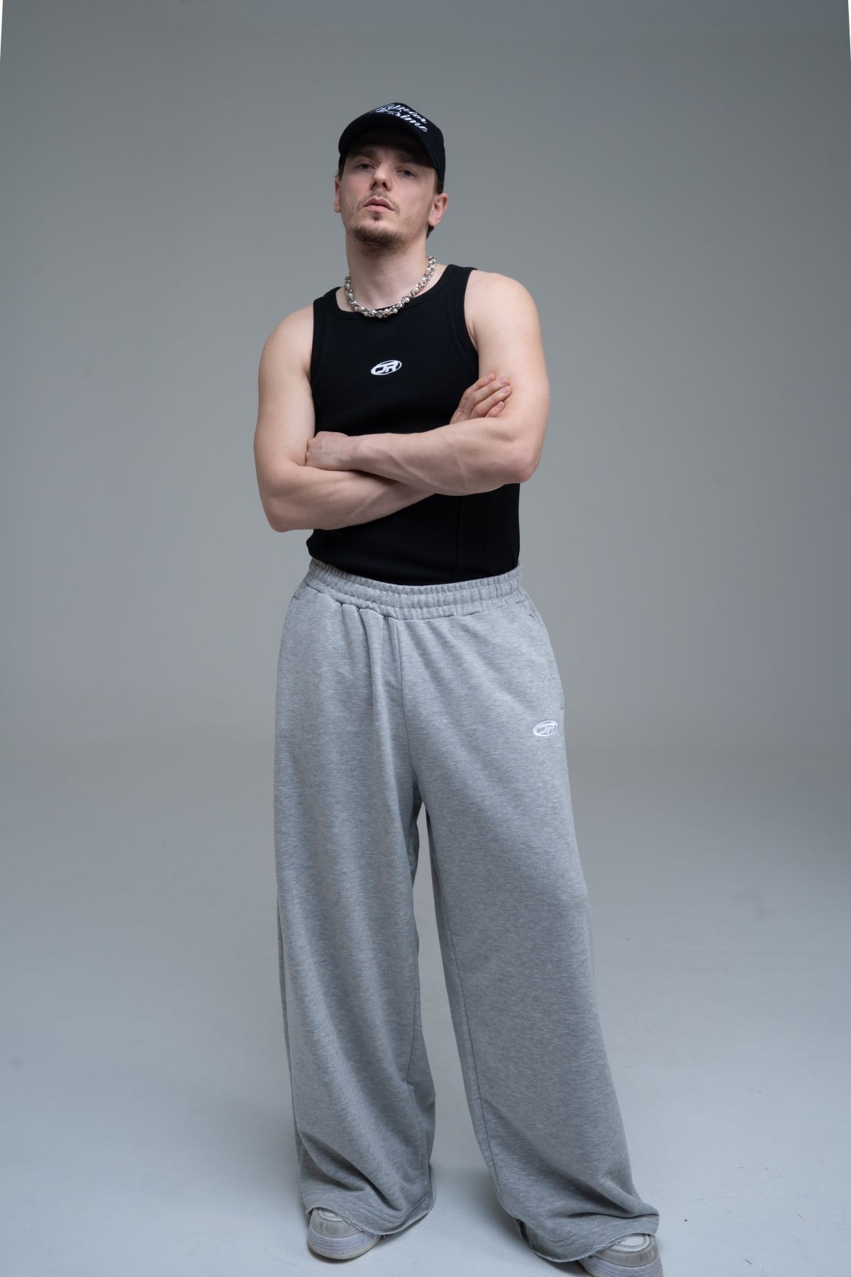 JR Nakışlı Gri Baggy Eşofman