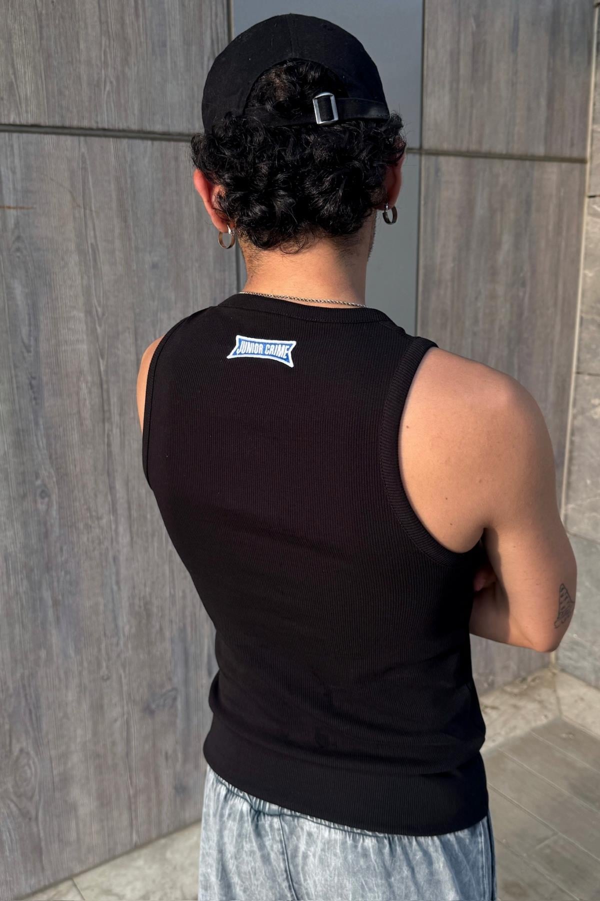 Jr Nakışlı Siyah Fit Atlet