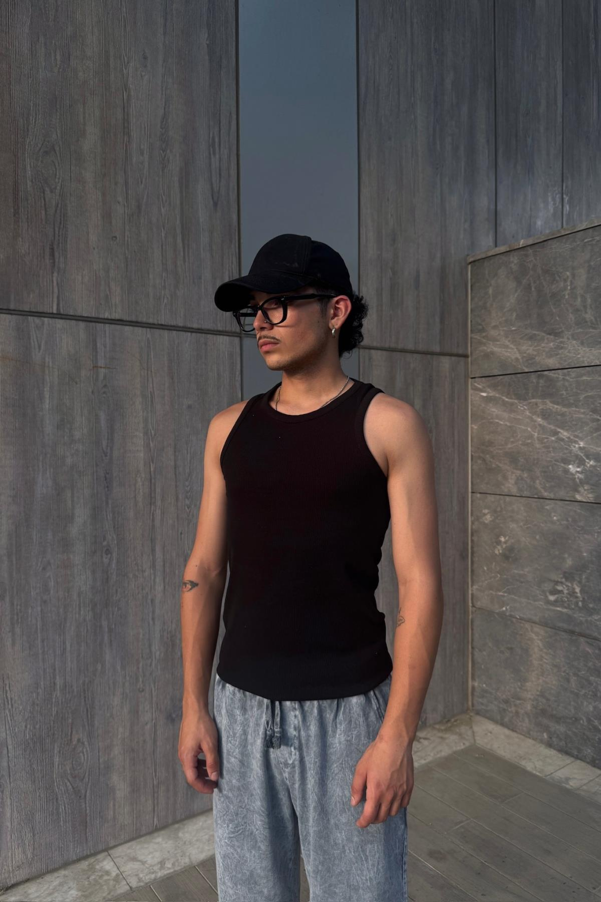 Jr Nakışlı Siyah Fit Atlet