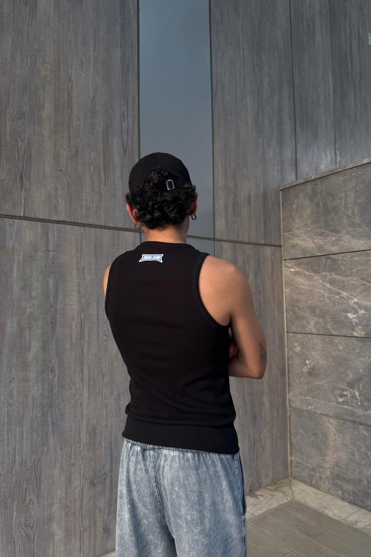 Jr Nakışlı Siyah Fit Atlet