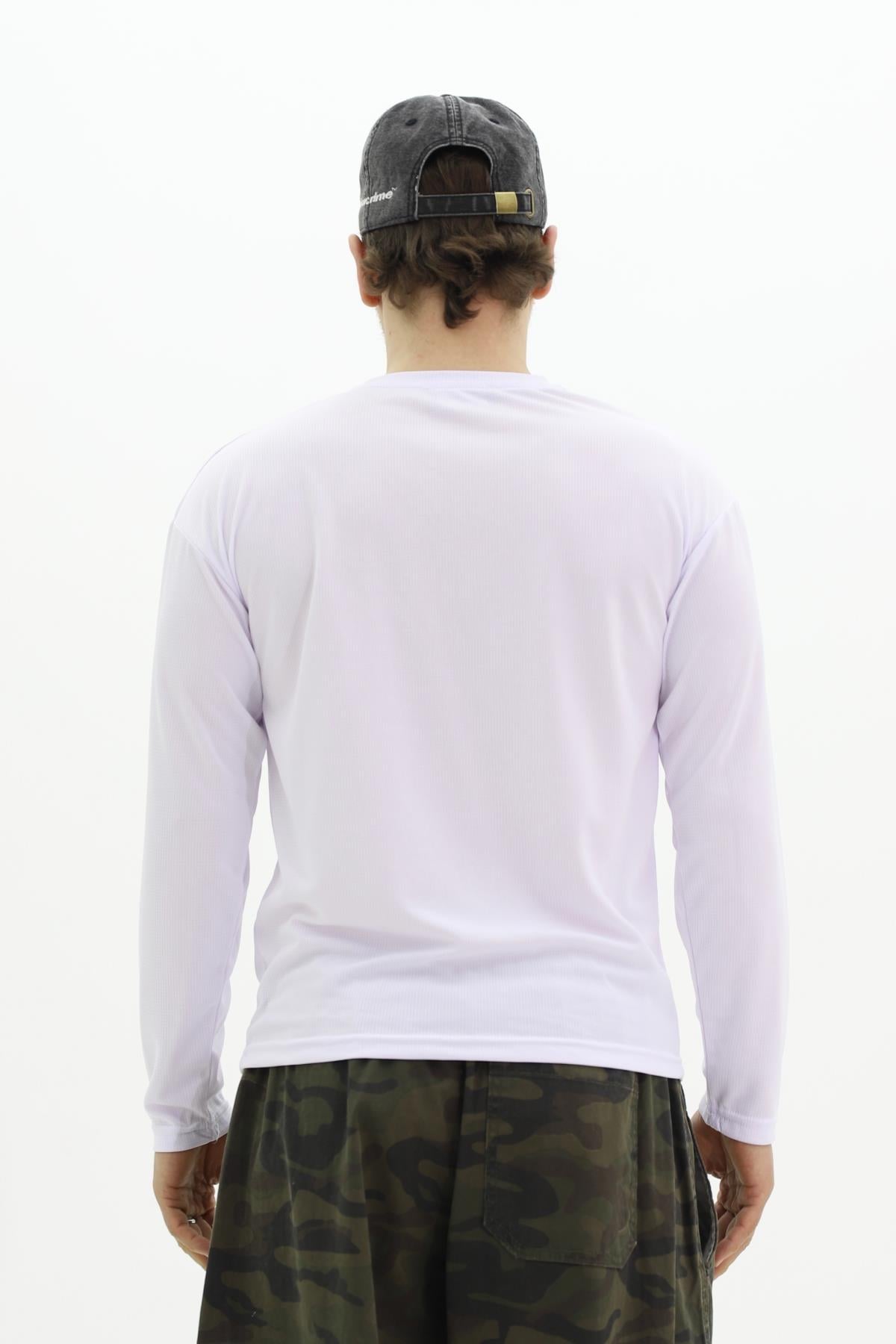 JR Nakışlı Uzun Kollu Beyaz Forma Tshirt