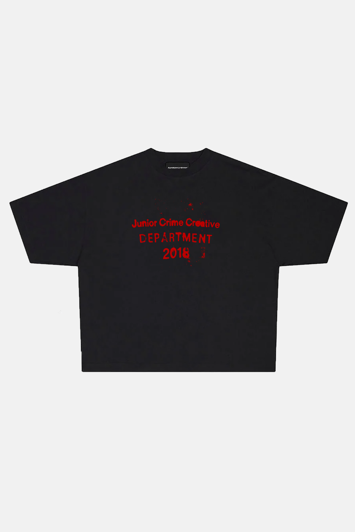 JR Red Creative Baskılı Siyah Boxy Fit Tshirt