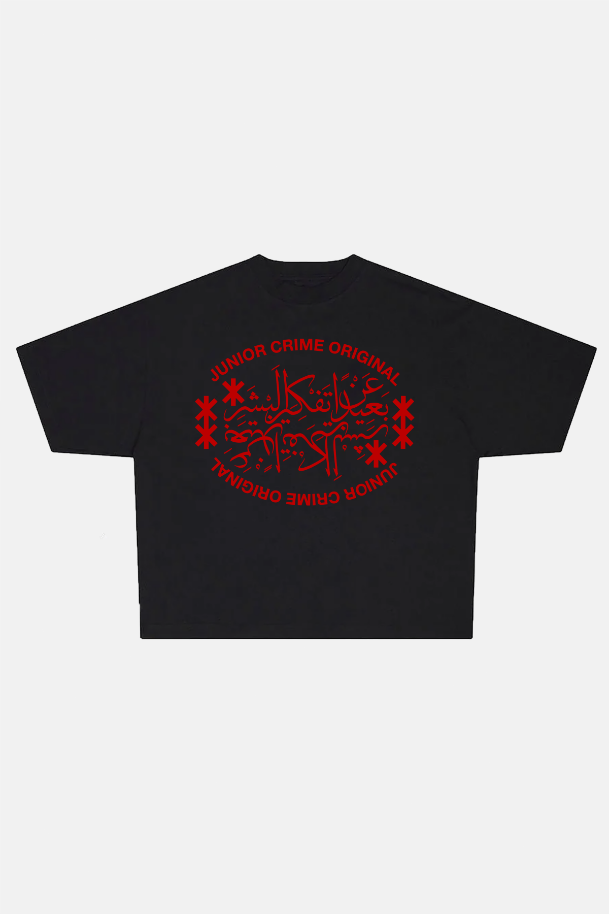JR Red Original Baskılı Siyah Boxy Fit Tshirt