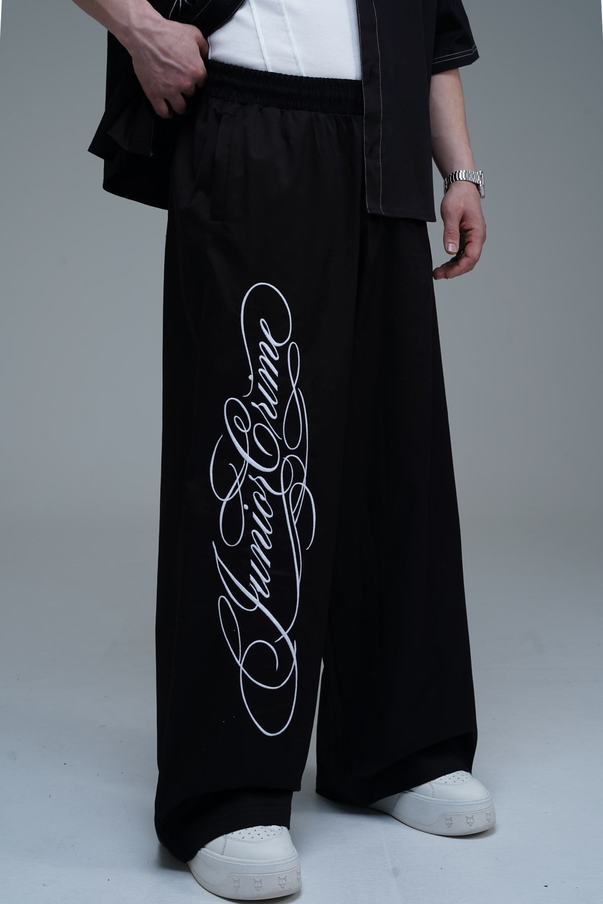 JR Signature Baskılı Gabardin Baggy Pantolon