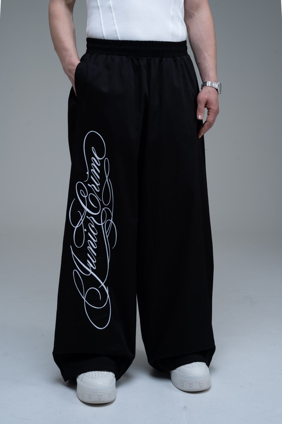 JR Signature Baskılı Gabardin Baggy Pantolon