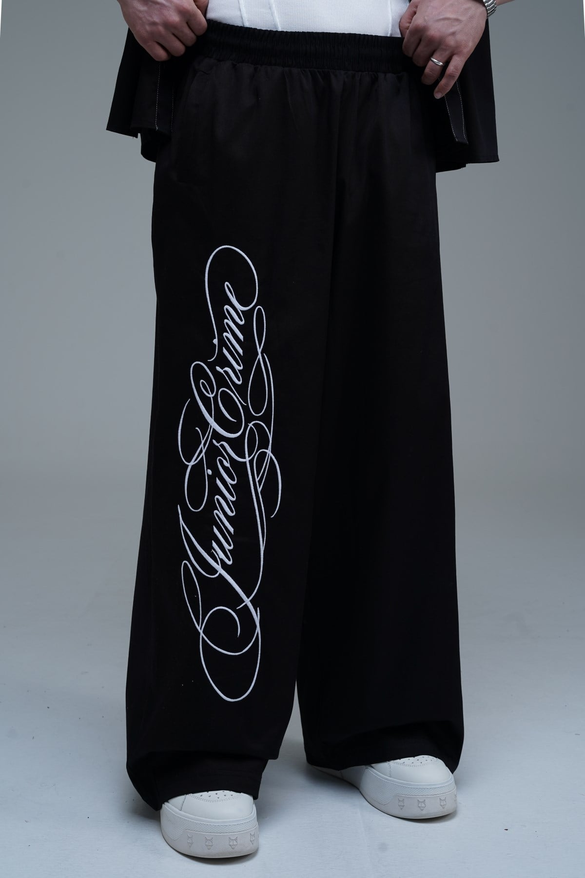 JR Signature Baskılı Gabardin Baggy Pantolon