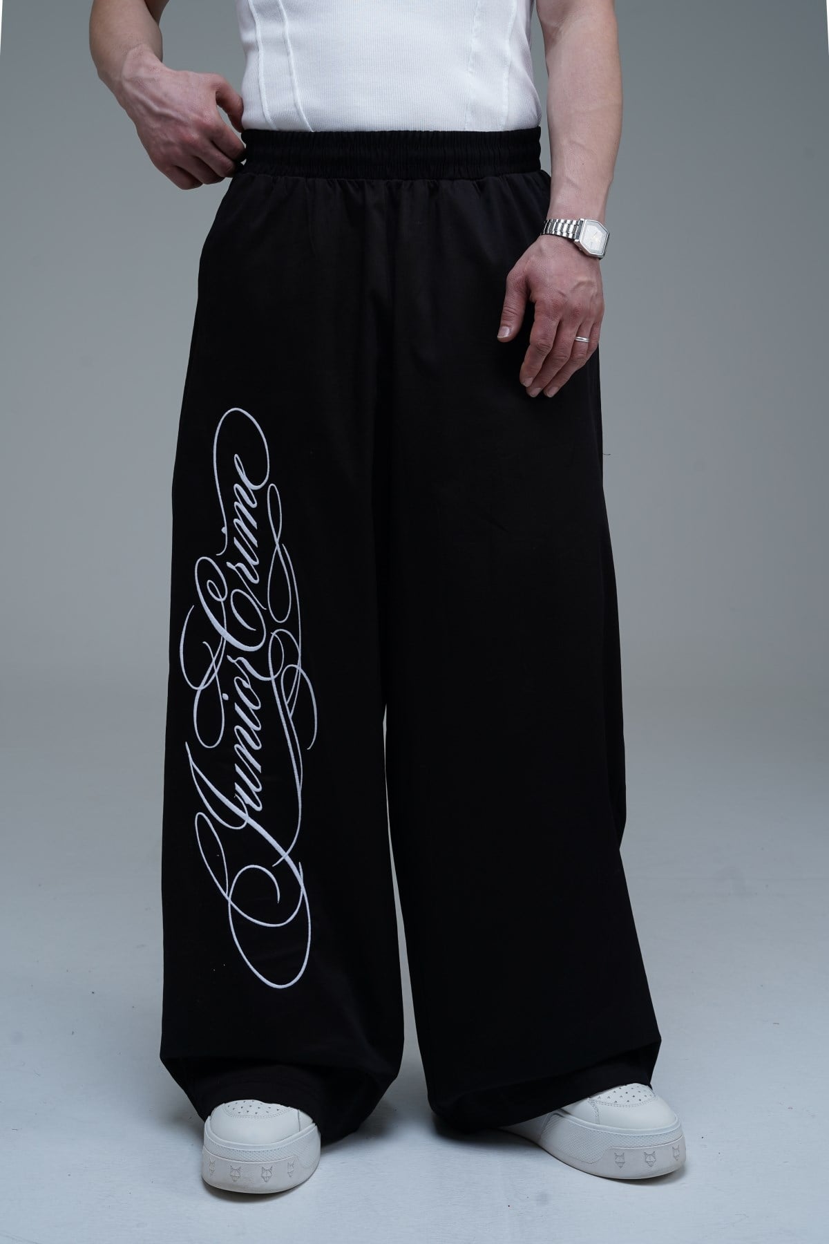 JR Signature Baskılı Gabardin Baggy Pantolon