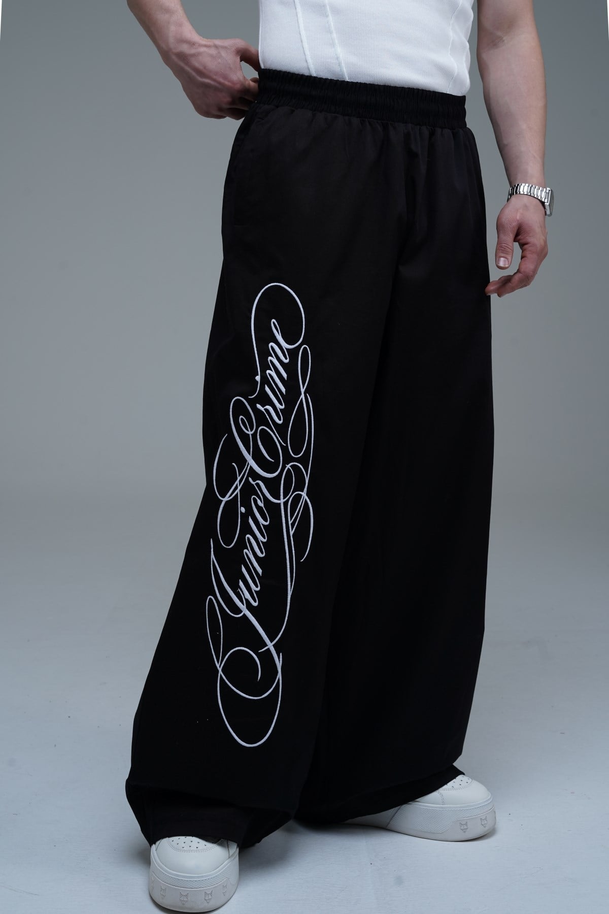 JR Signature Baskılı Gabardin Baggy Pantolon