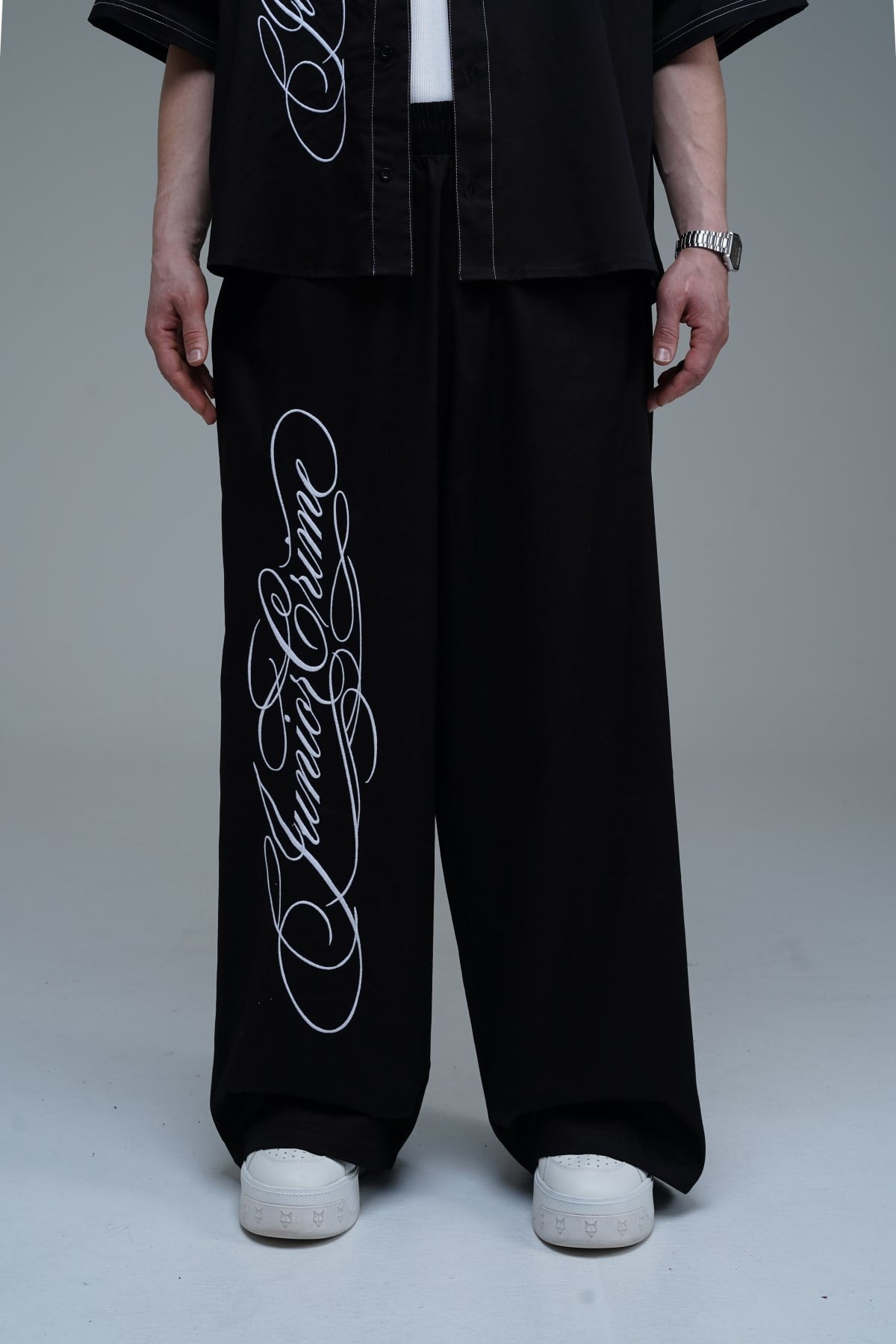 JR Signature Baskılı Gabardin Baggy Pantolon