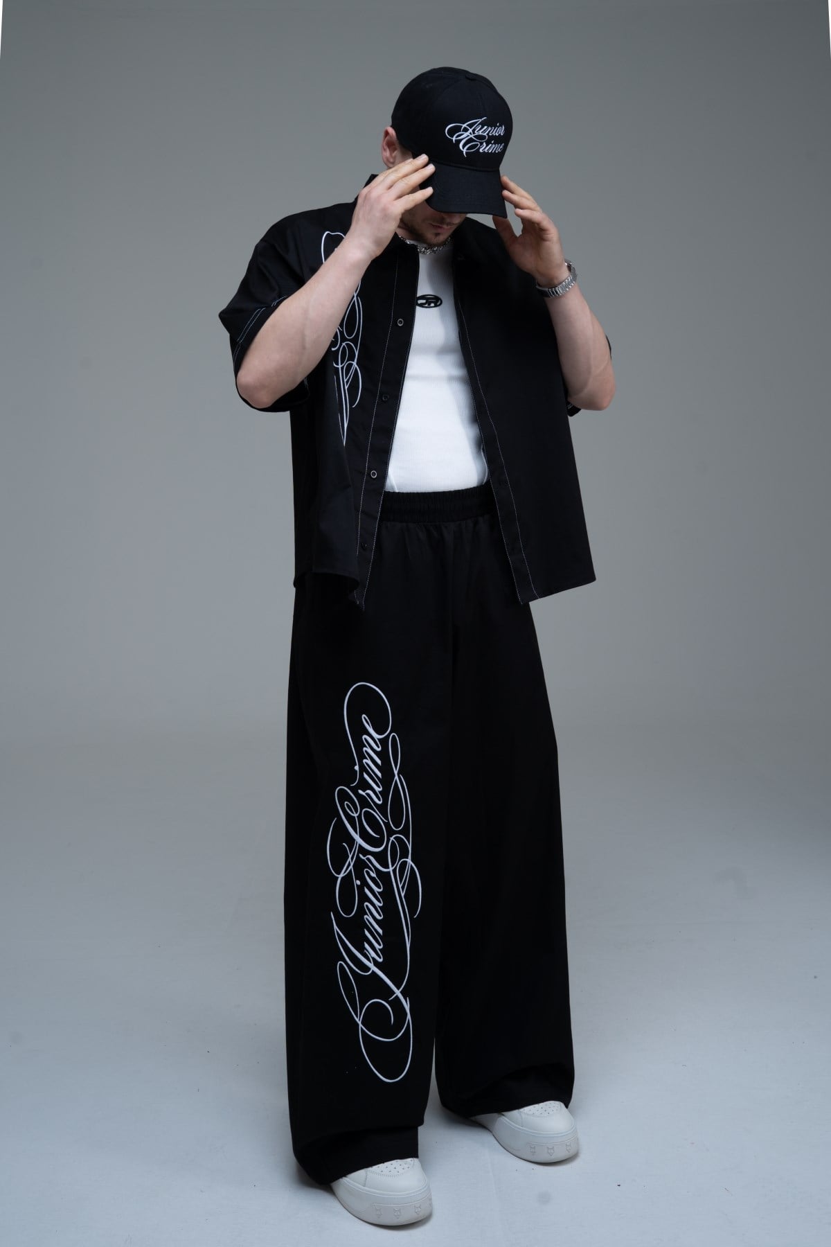 JR Signature Baskılı Gabardin Baggy Pantolon