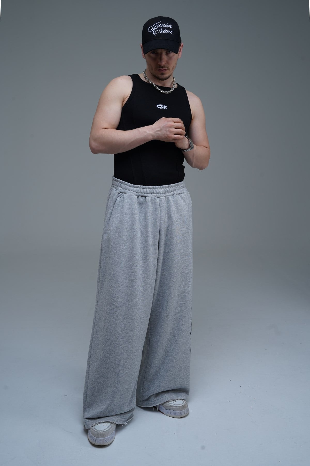JR Signature Baskılı Gri Baggy Eşofman
