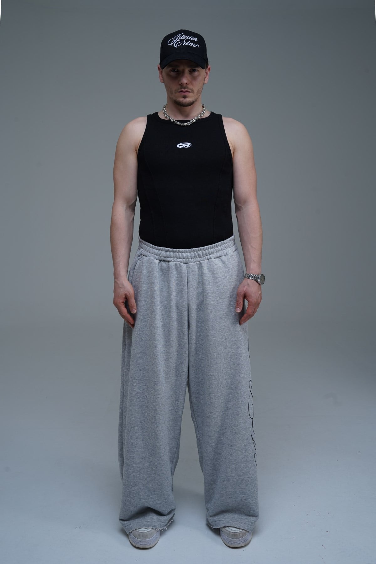 JR Signature Baskılı Gri Baggy Eşofman
