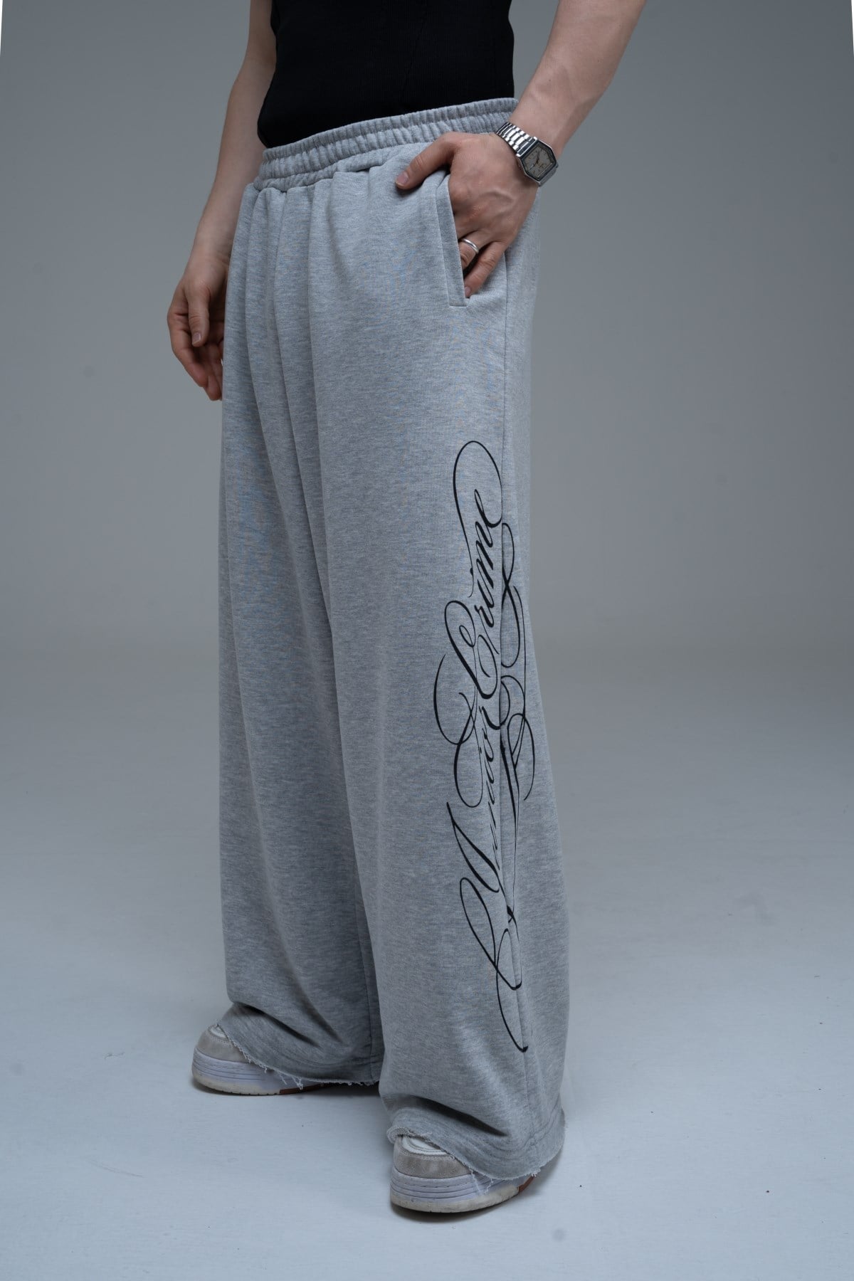 JR Signature Baskılı Gri Baggy Eşofman