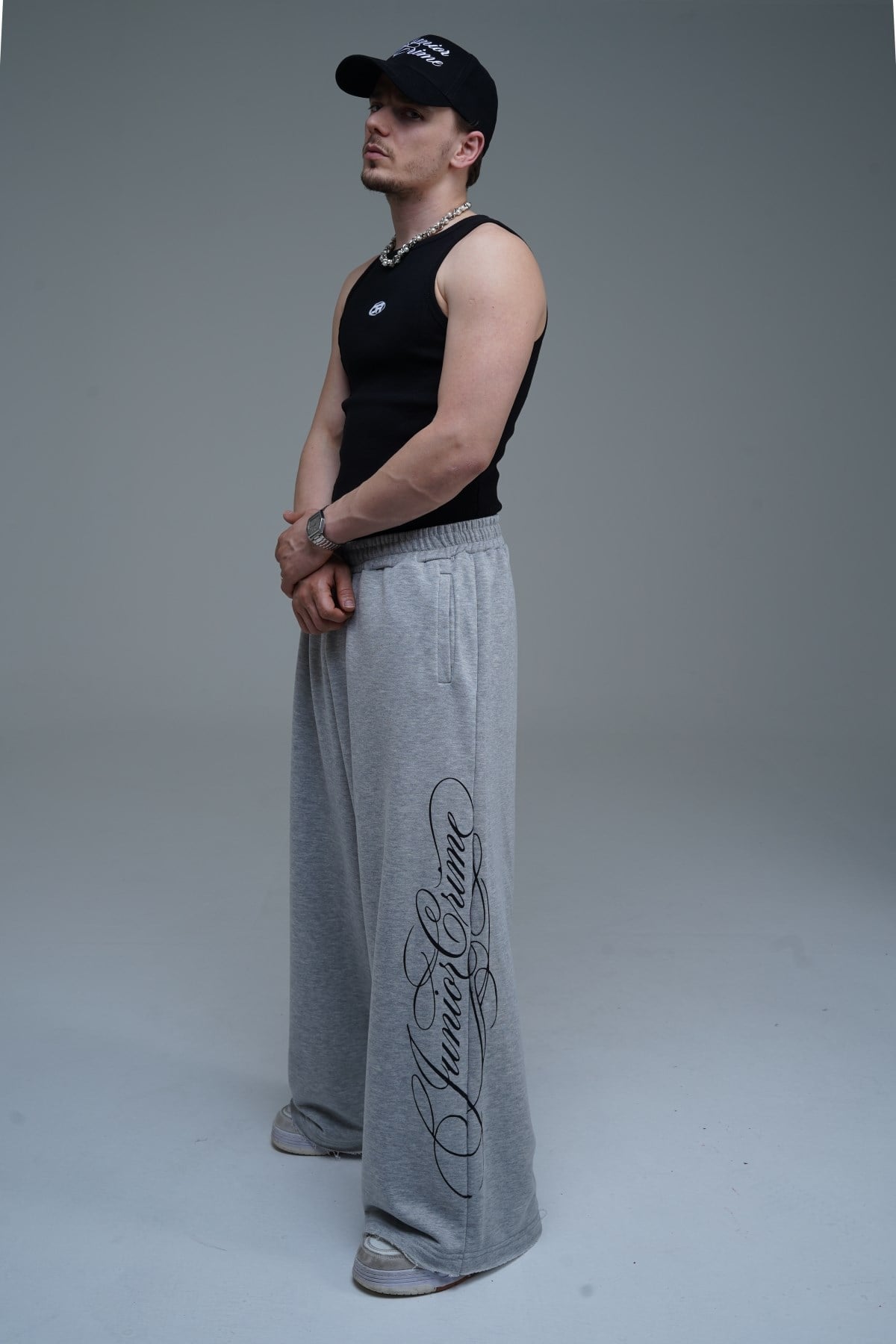 JR Signature Baskılı Gri Baggy Eşofman