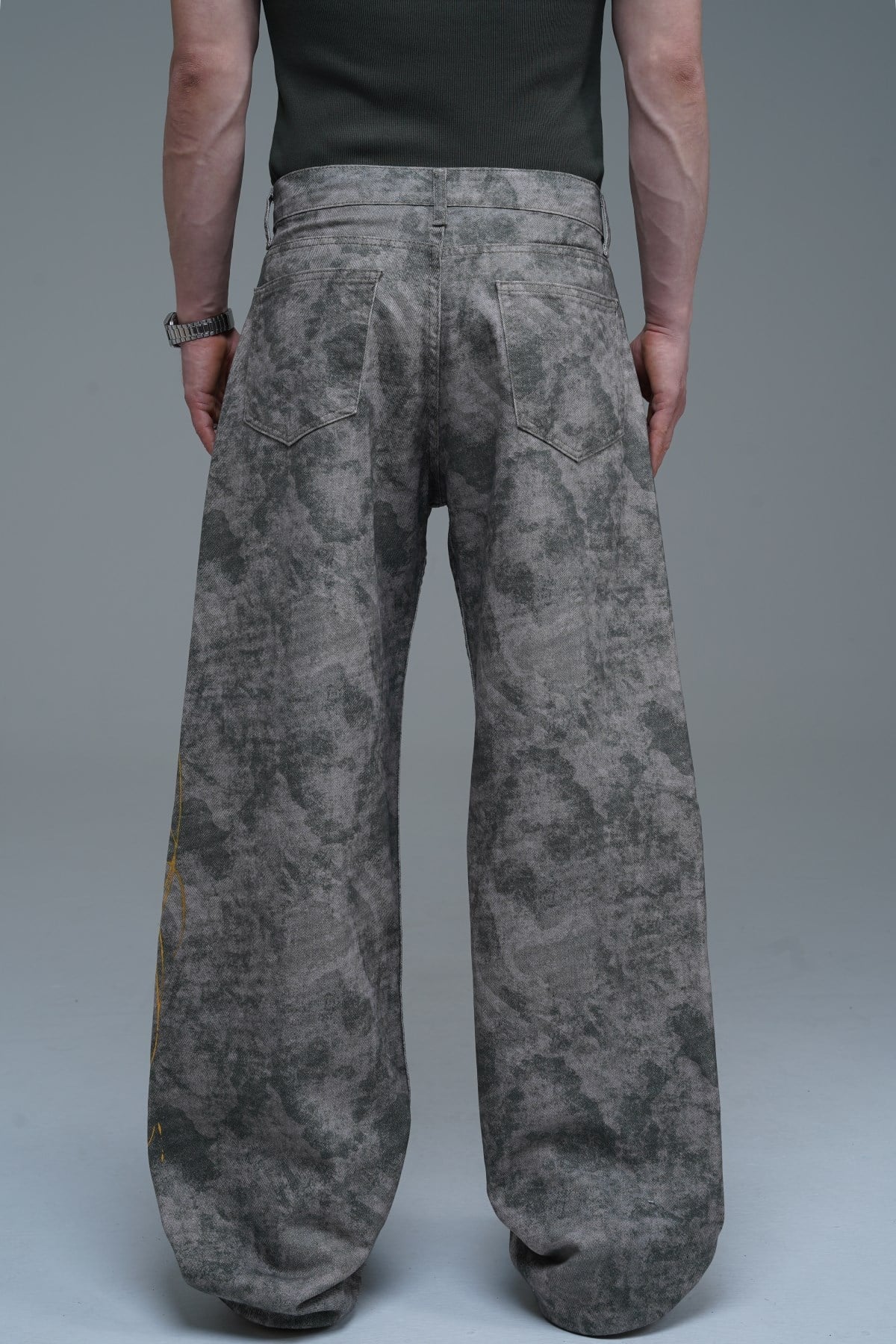 JR Signature Baskılı Kamuflaj Desen Baggy Jean