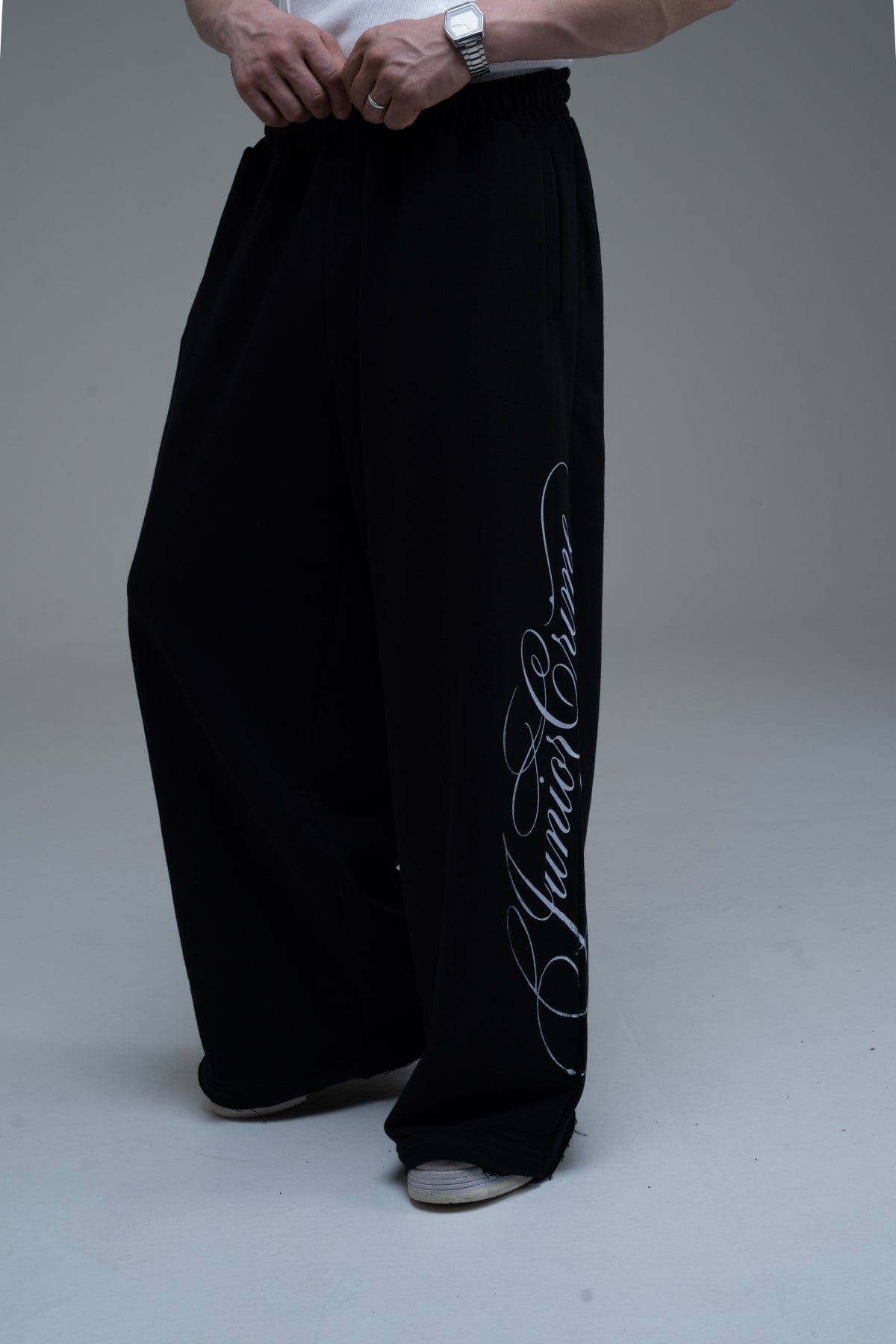 JR Signature Baskılı Siyah Baggy Eşofman