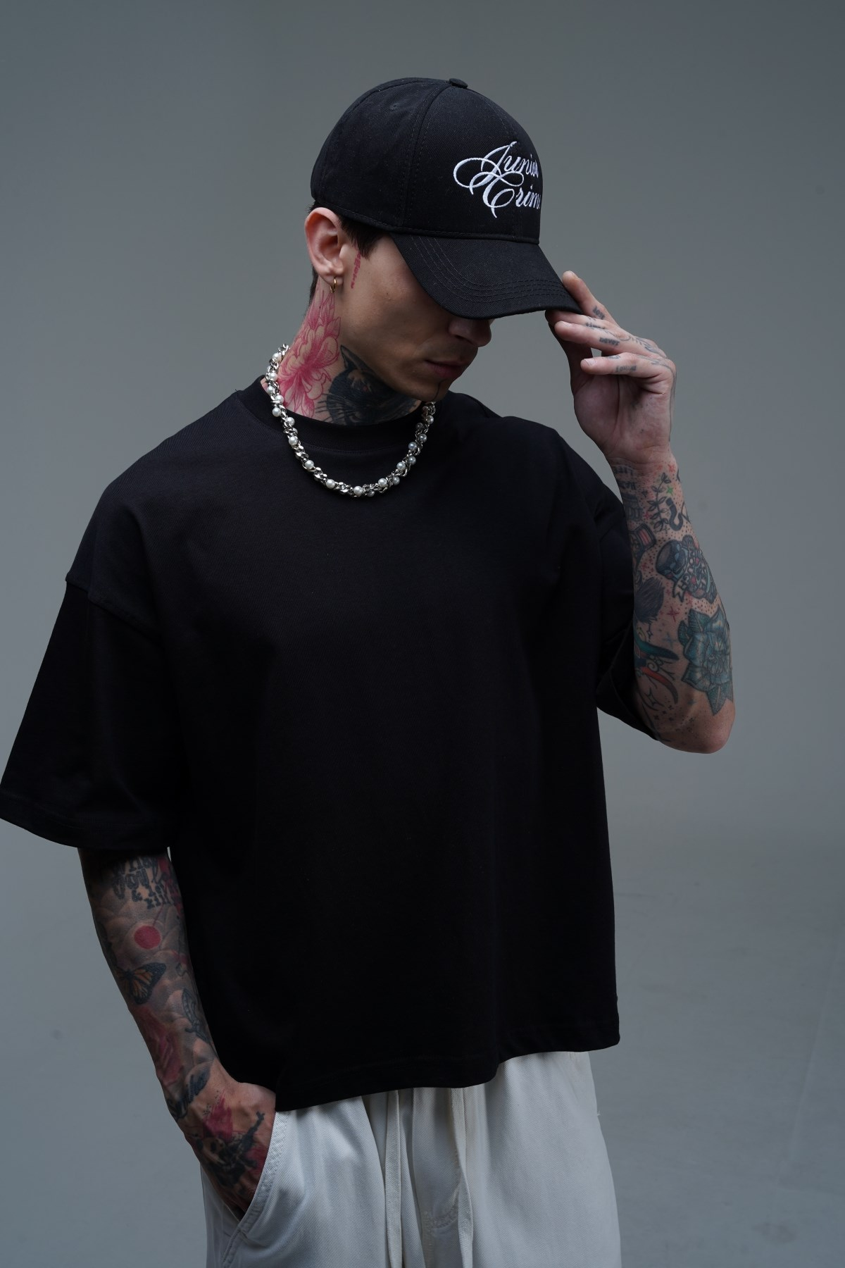 JR Siyah Boxy Fit Basic Oversize Tshirt