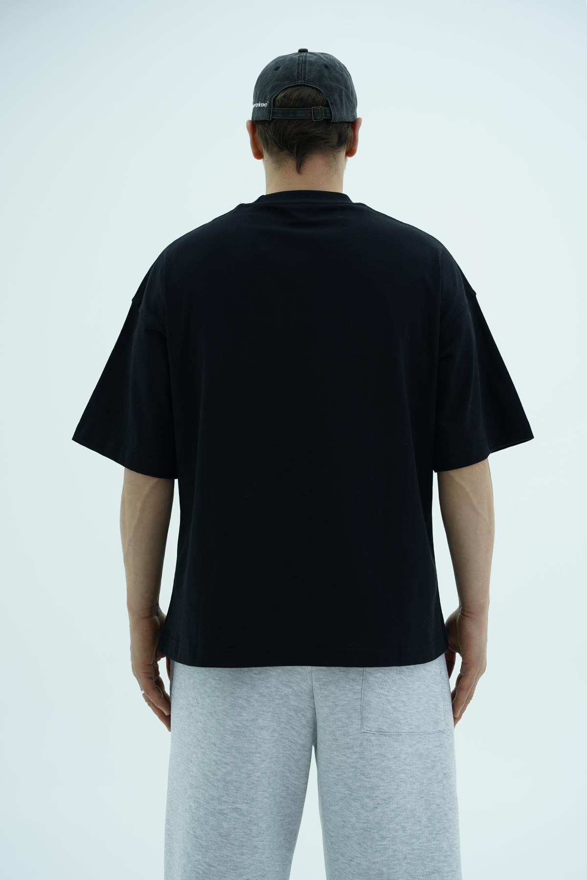 JR Siyah Boxy Fit Basic Oversize Tshirt