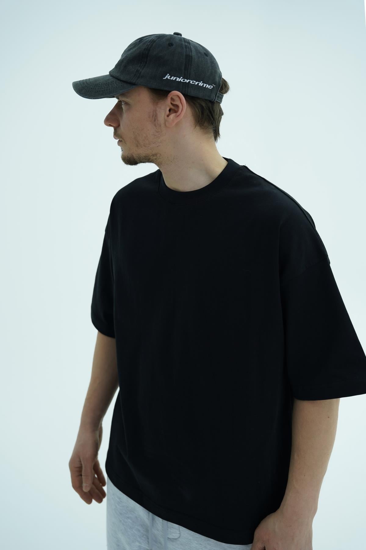 JR Siyah Boxy Fit Basic Oversize Tshirt